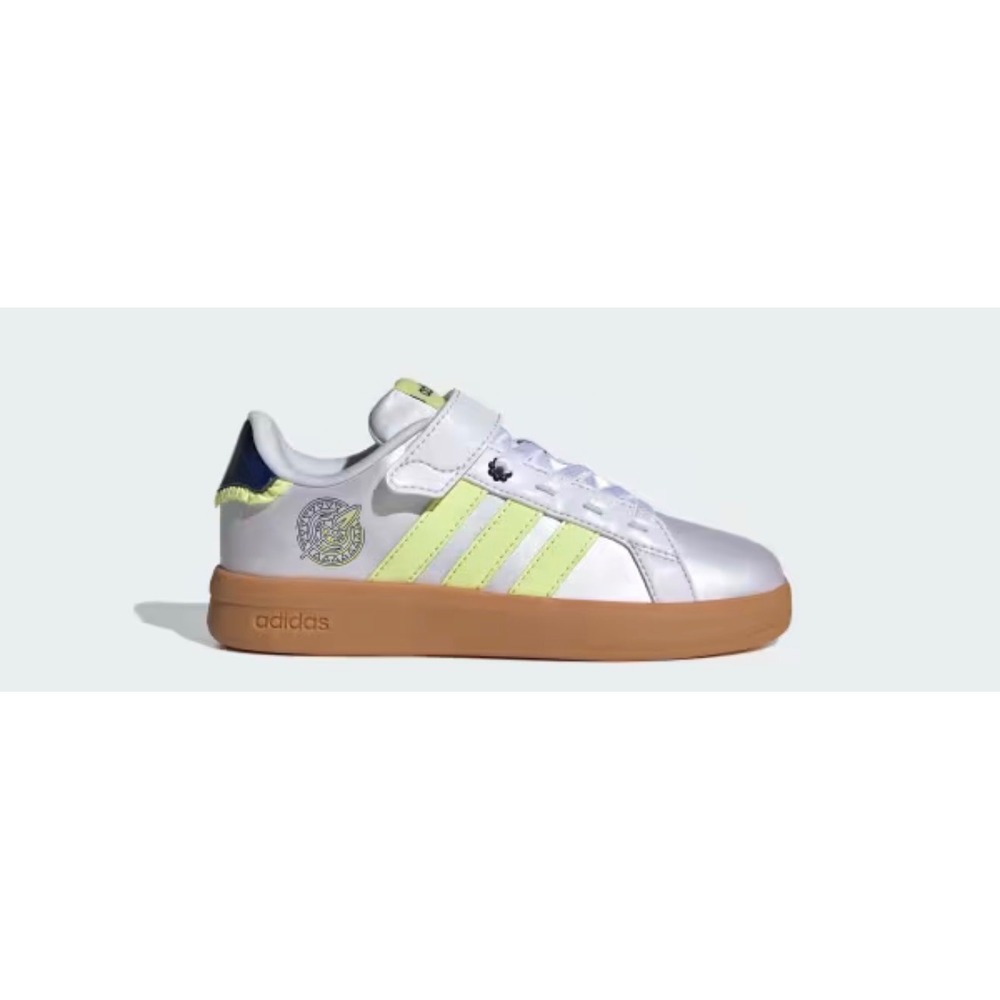 Adidas Grand Court Moana EL C Kids Silver Lime Green KI9181 Size 1 Youth NEW